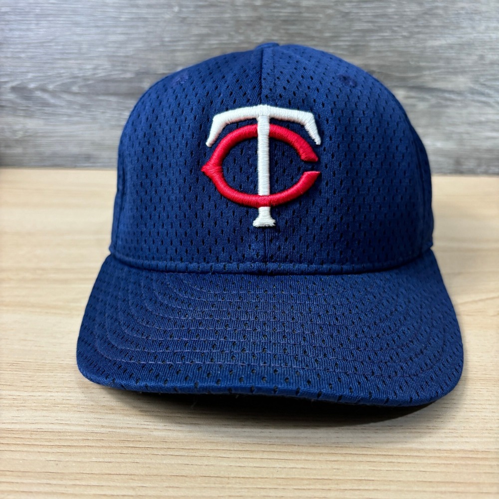 Vintage Minnesota Twins Hat Cap Fitted 7 Blue All Mesh MLB Baseball New Era